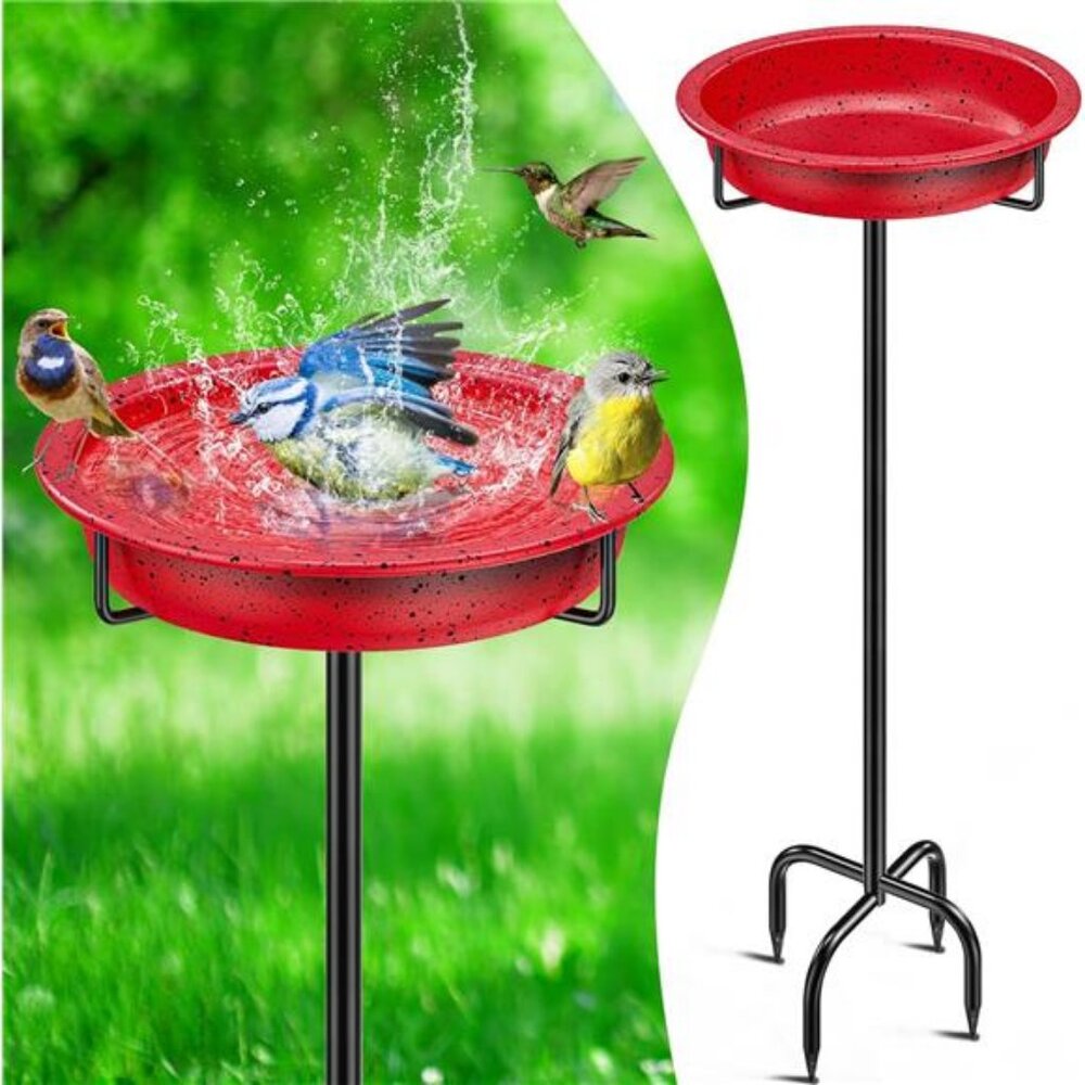 40In Metal Bird Bath for Outside, Freestanding Garden Birdbaths Bowl